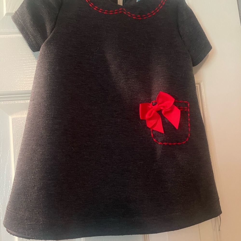 Luli & Me Gray Dress with Red Accents